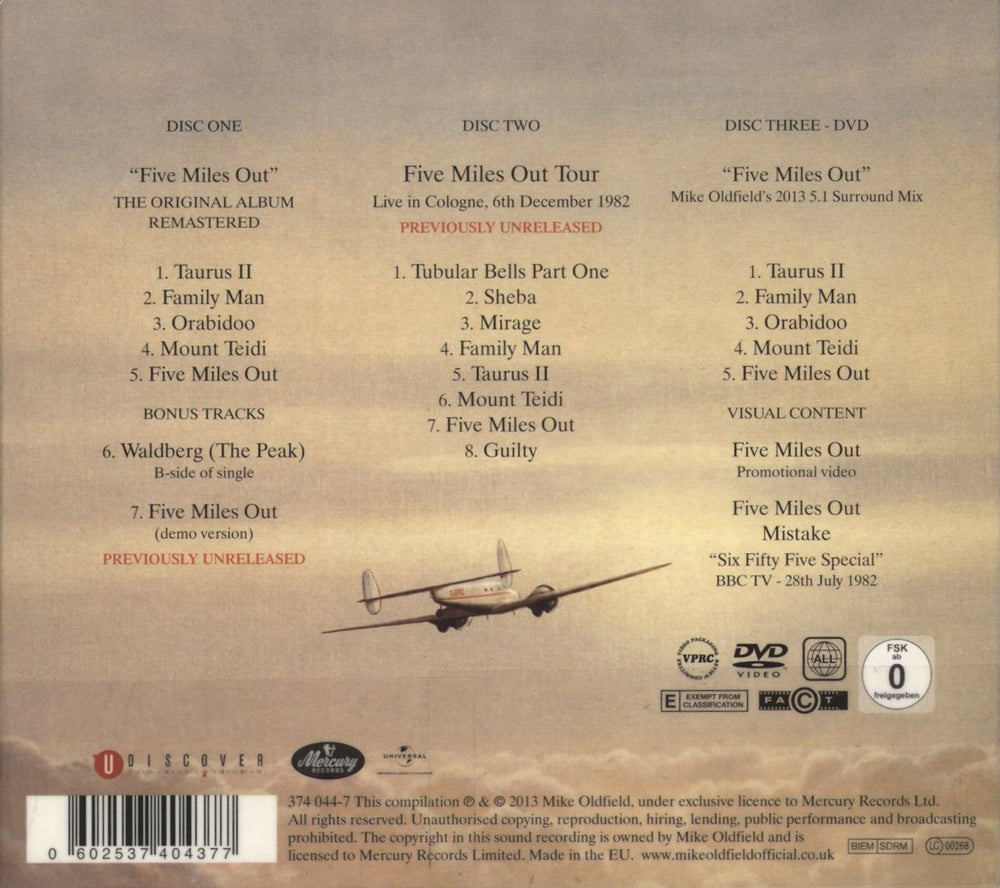 Mike Oldfield Five Miles Out - Deluxe Edition UK 3-disc CD/DVD Set 602537404377