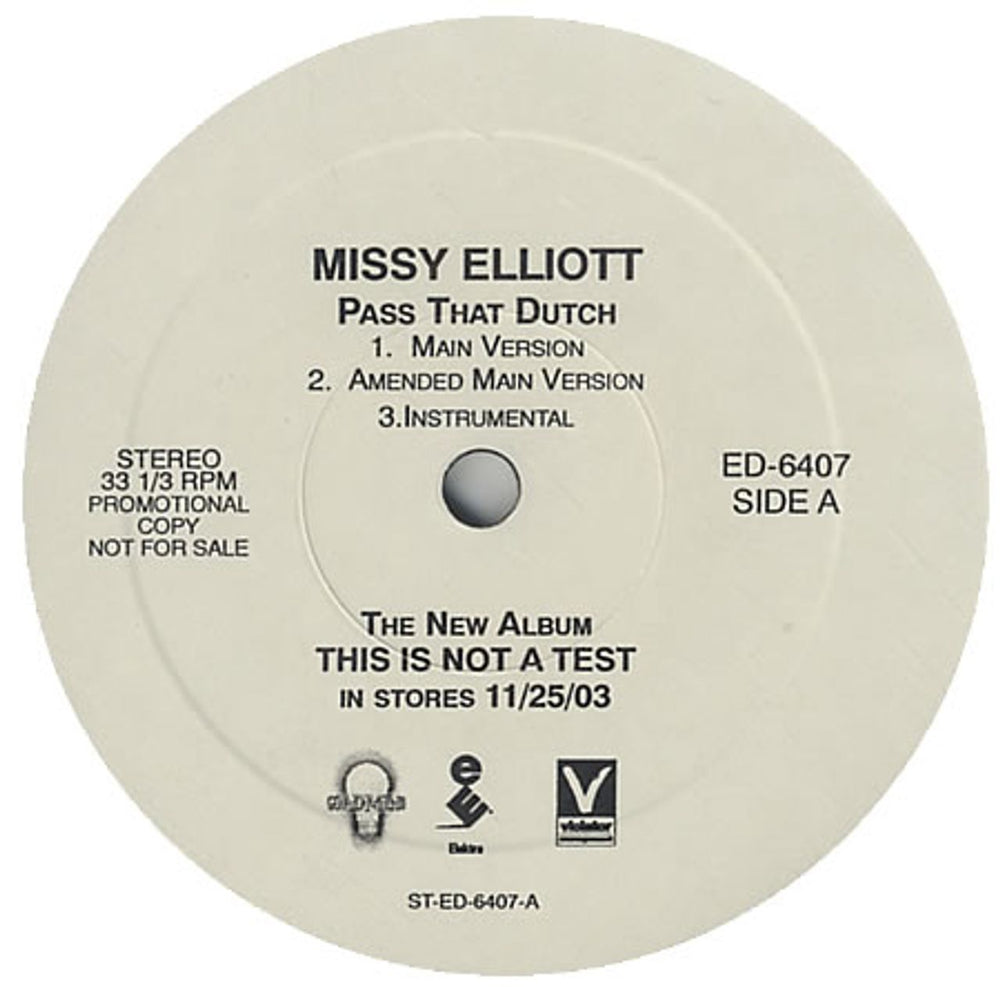 Missy Misdemeanor Elliott Pass That Dutch US Promo 12" vinyl single (12 inch record / Maxi-single) ED-6407