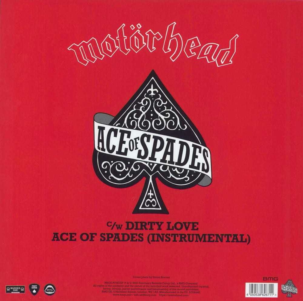 Motorhead Ace Of Spades - RSD 2020 - Red Vinyl UK 12" vinyl single (12 inch record / Maxi-single)