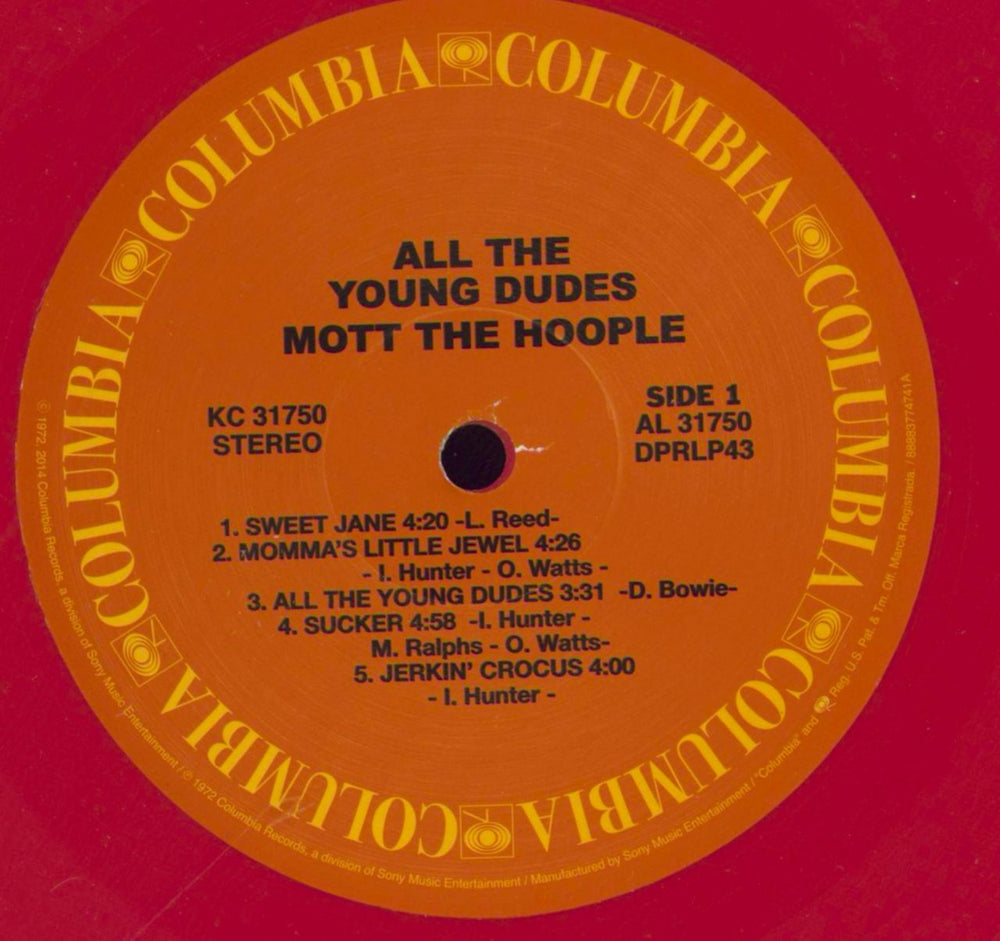 Mott The Hoople All The Young Dudes - Red Vinyl US vinyl LP album (LP record) MHOLPAL790558