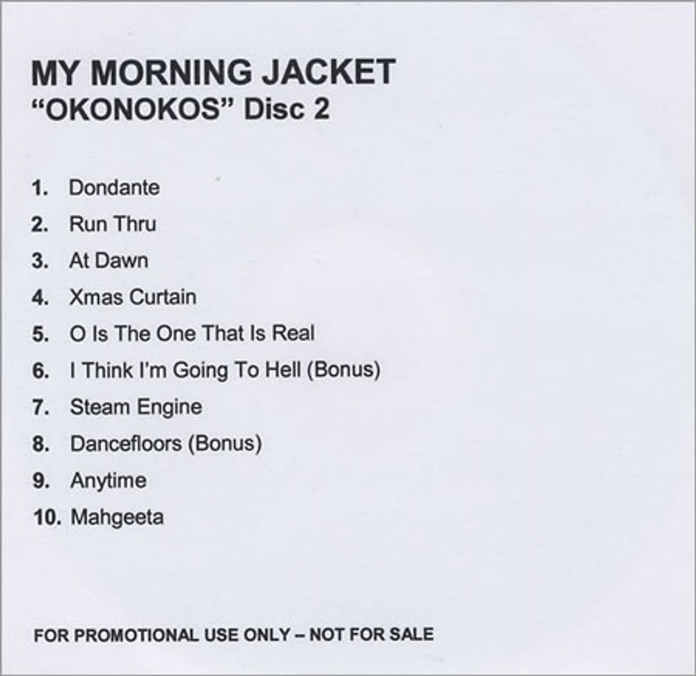 My Morning Jacket Okonokos UK Promo CD-R acetate MYJCROK398988