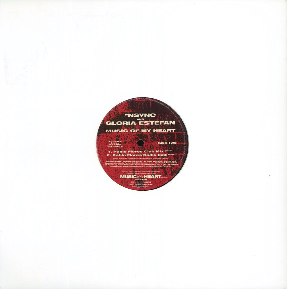 N Sync Music Of My Heart US Promo 12" vinyl single (12 inch record / Maxi-single)