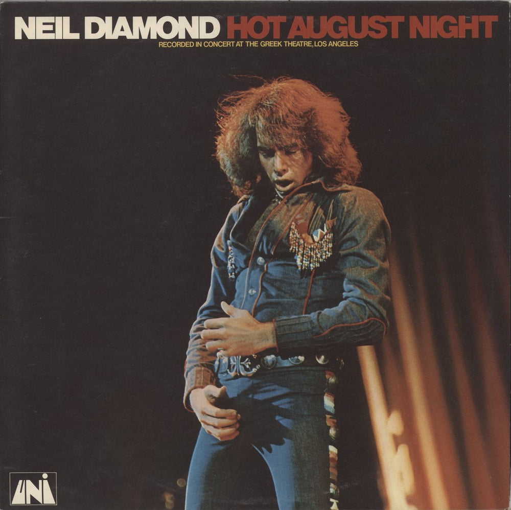 Neil Diamond Hot August Night UK 2-LP vinyl record set (Double LP Album) ULD1-1/1-2
