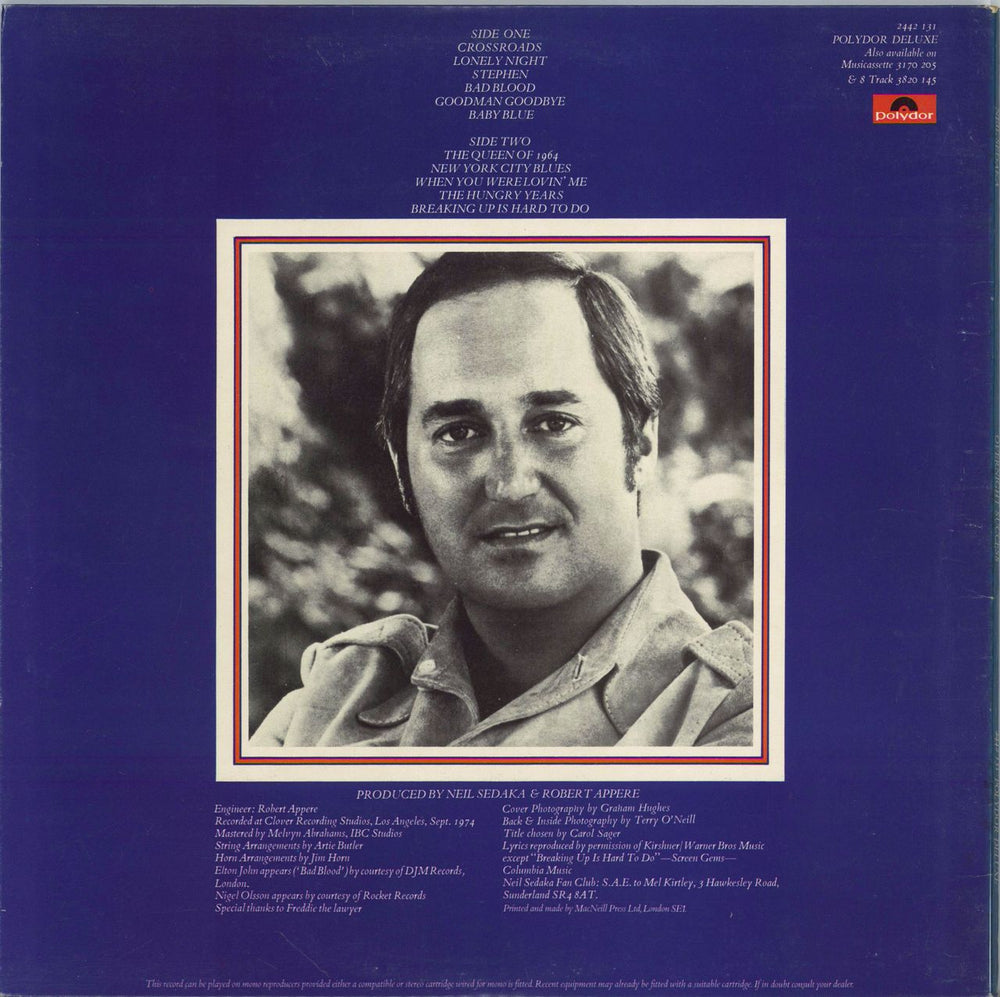 Neil Sedaka Overnight Success - Hype stickered sleeve UK vinyl LP album (LP record)