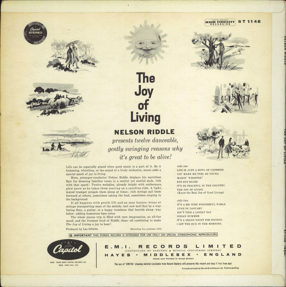 Nelson Riddle The Joy Of Living UK vinyl LP album (LP record)