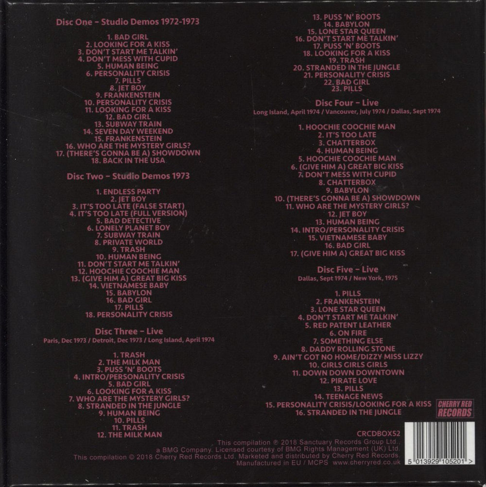 New York Dolls Personality Crisis (Live Recordings & Studio Demos 1972-1975) UK 5-CD album set 5013929105201