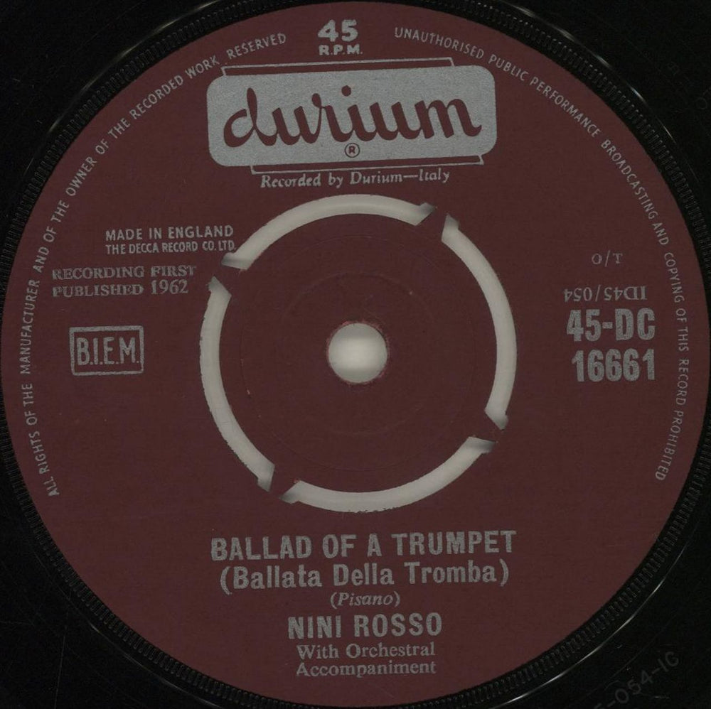 Nini Rosso Ballad Of A Trumpet (Ballata Della Tromba) UK 7" vinyl single (7 inch record / 45) 45-DC16661