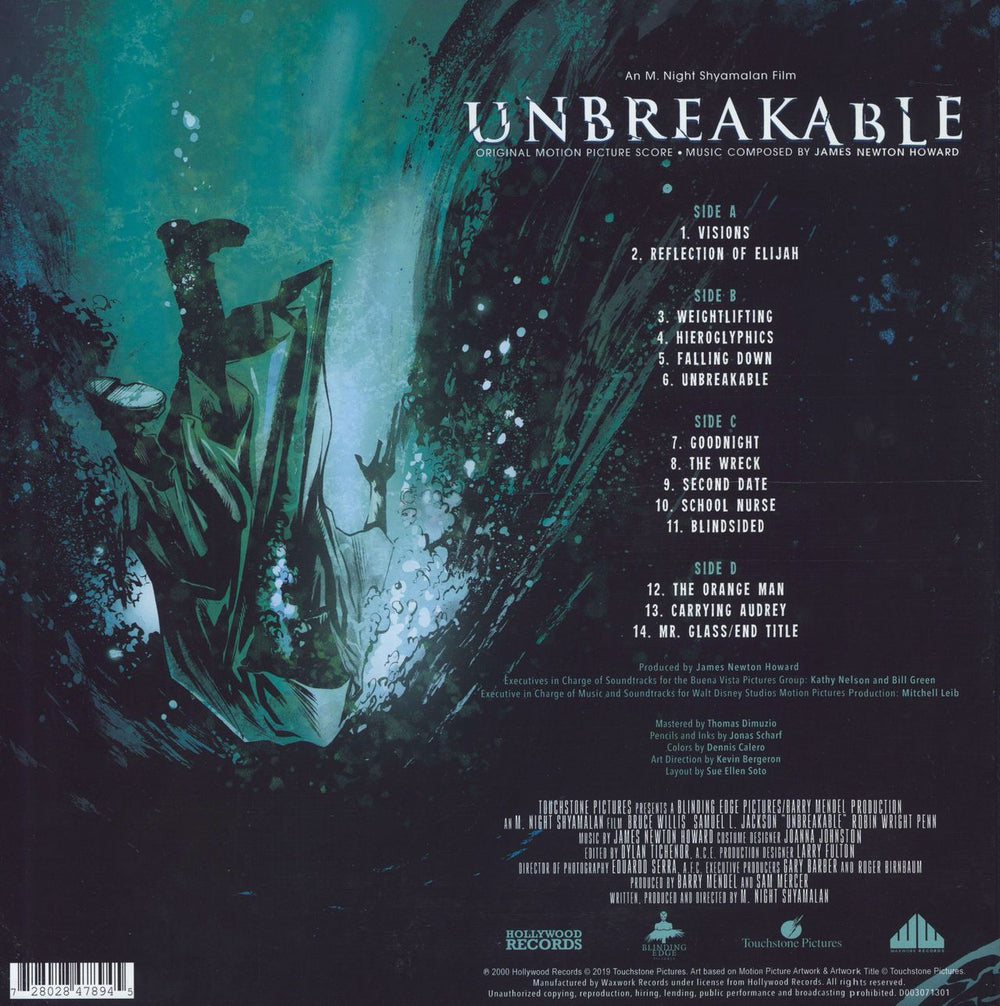 Original Soundtrack Unbreakable - Aqua Vinyl US 2-LP vinyl record set (Double LP Album) 728028478945