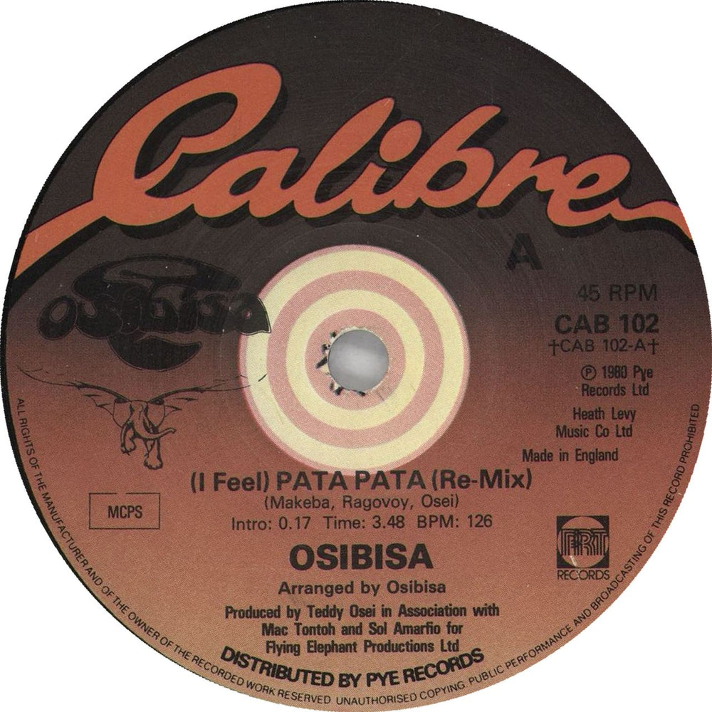 Osibisa [I Feel] PATA PATA [Re-Mix] UK 7" vinyl single (7 inch record / 45) CAB102