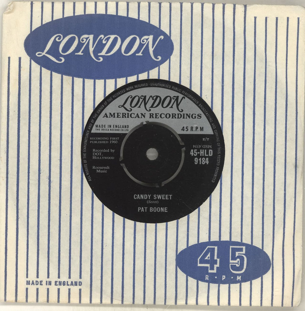 Pat Boone Candy Sweet UK 7" vinyl single (7 inch record / 45) 45-HLD9184