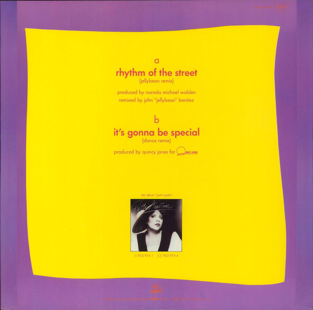 Patti Austin Rhythm Of The Street (U.S. Remix) UK 12" vinyl single (12 inch record / Maxi-single)