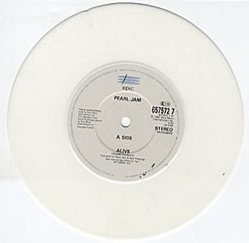 Pearl Jam Alive - White Vinyl - EX UK 7" vinyl single (7 inch record / 45) PJA07AL317928