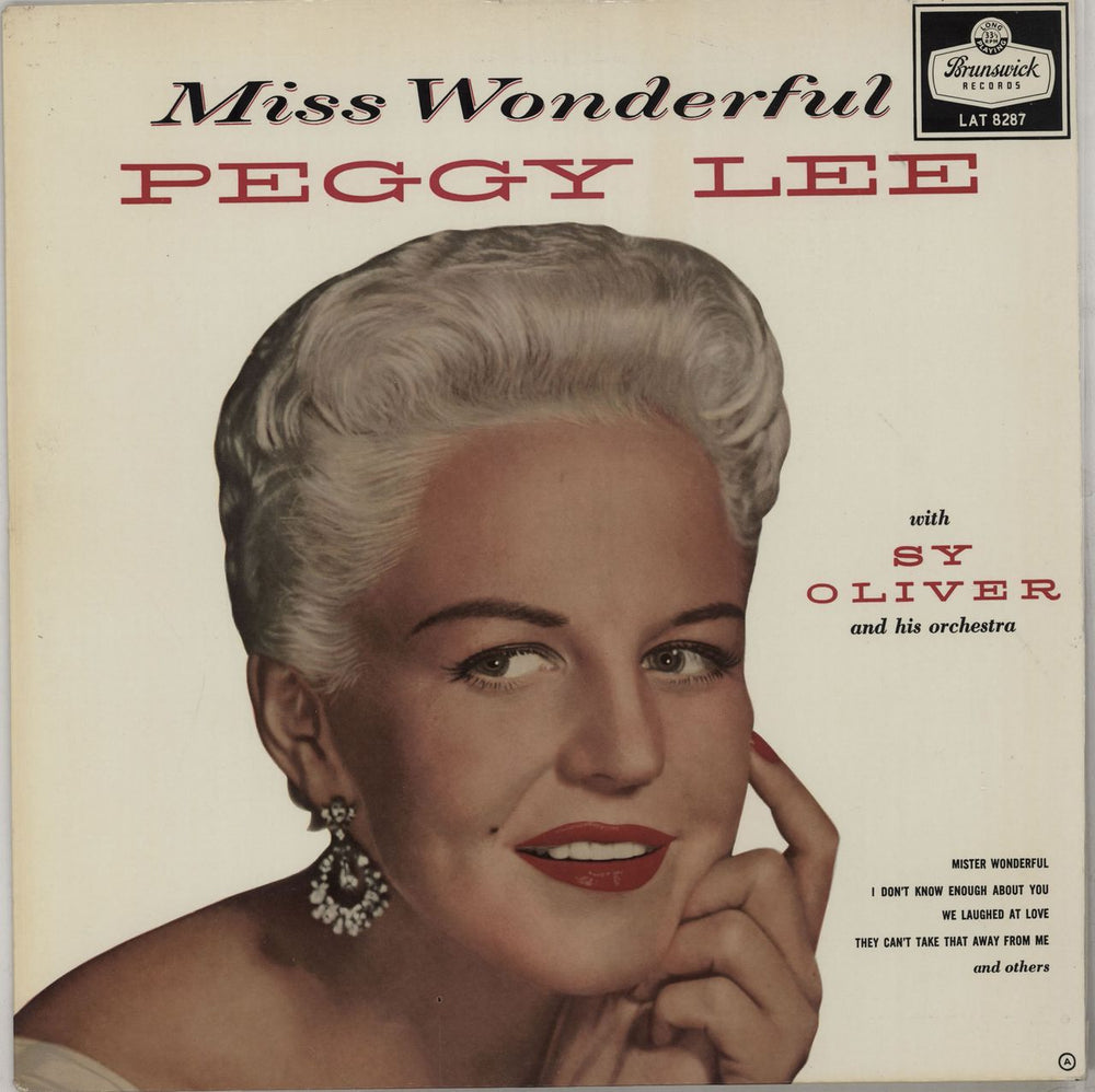 Peggy Lee Miss Wonderful UK vinyl LP album (LP record) LAT8287