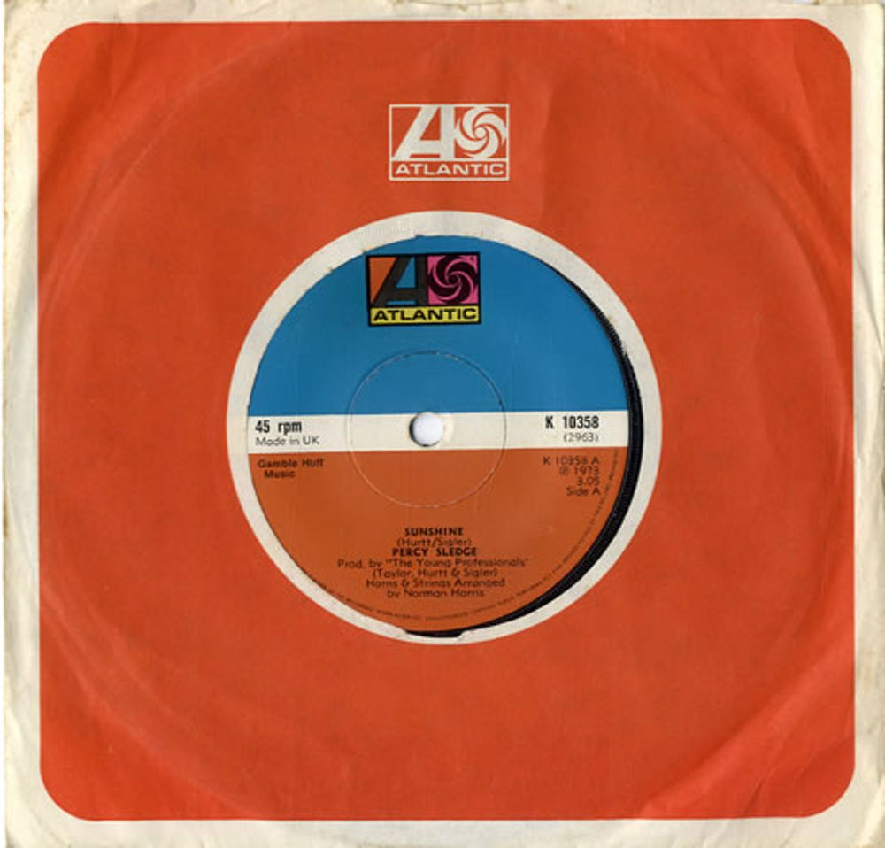Percy Sledge Sunshine UK 7" vinyl single (7 inch record / 45) K10358