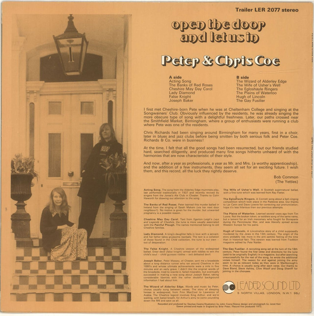 Pete & Chris Coe Open The Door And Let Us In UK vinyl LP album (LP record)
