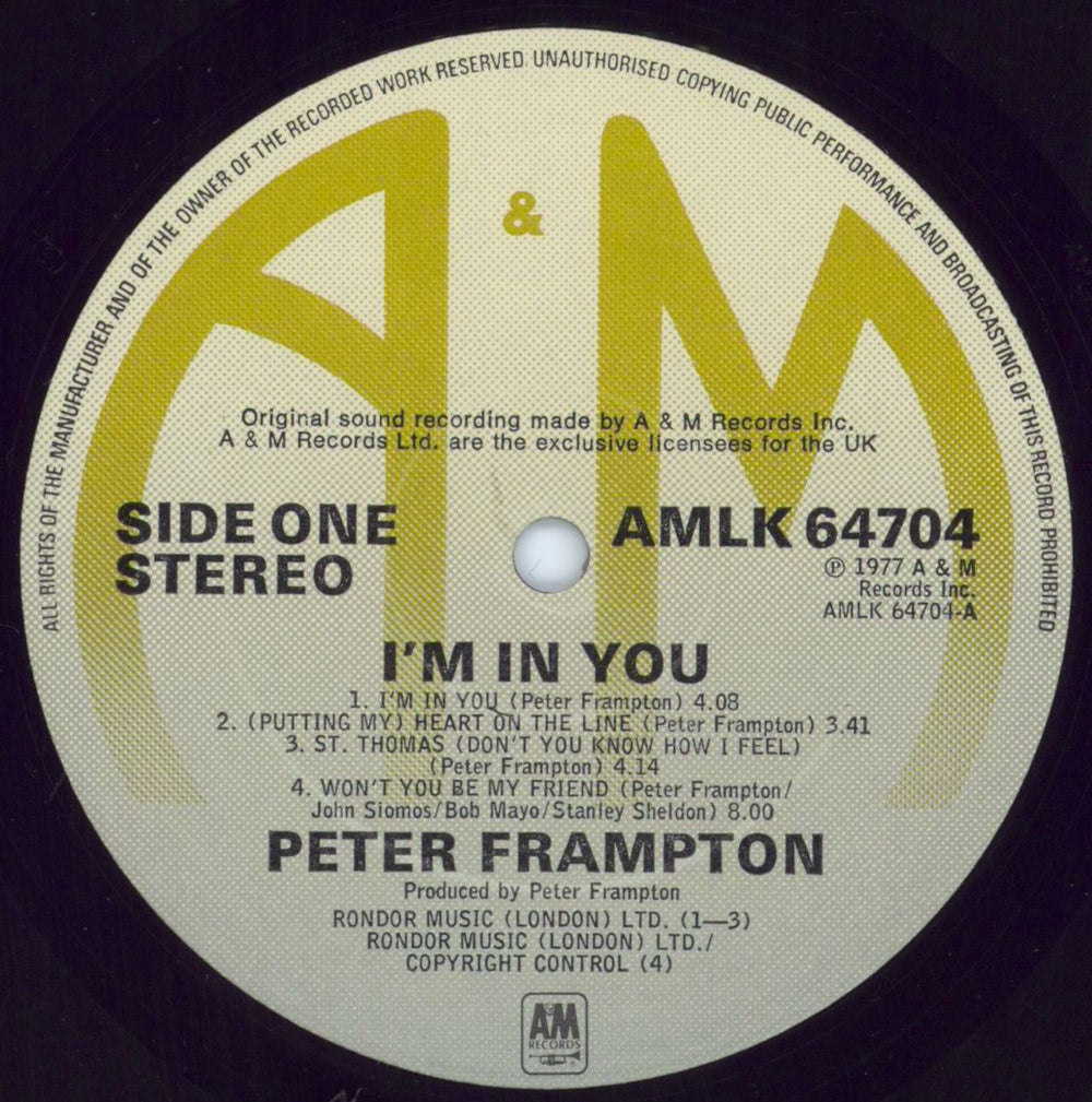 Peter Frampton I'm In You + Fanclub Insert UK vinyl LP album (LP record) PFRLPIM788624