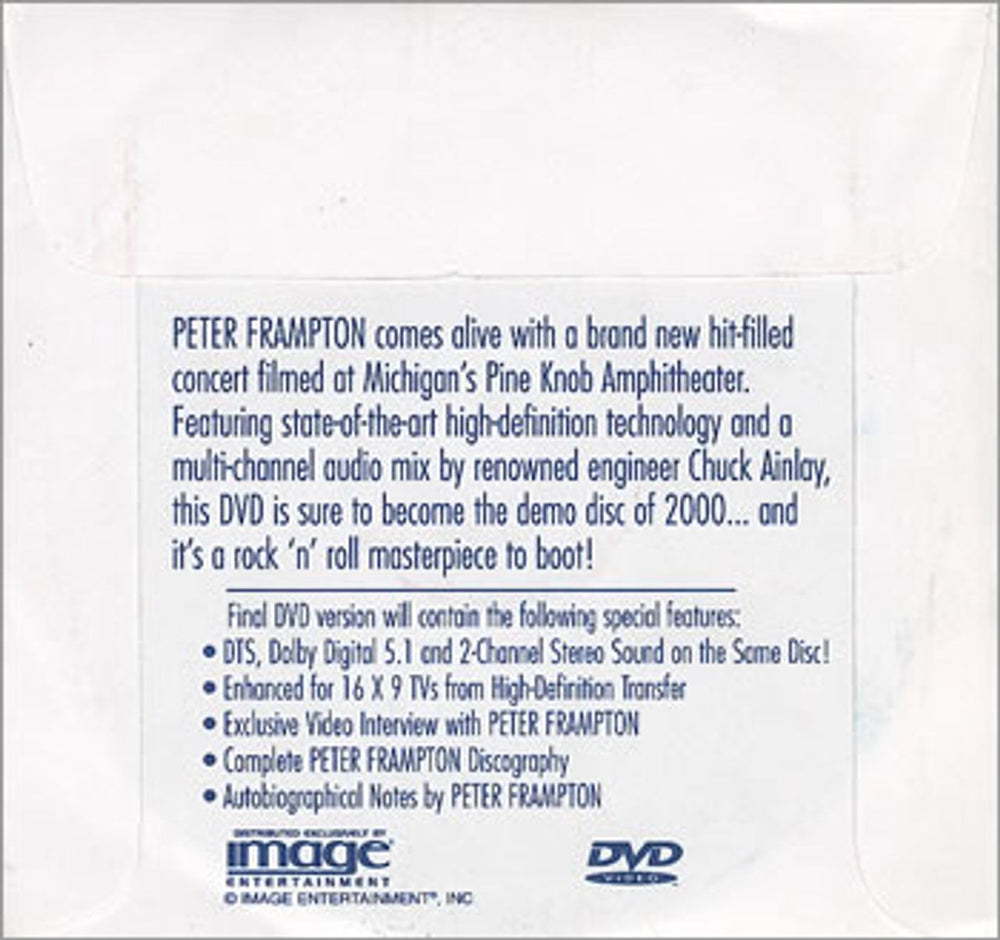 Peter Frampton Live In Detroit - DVD Sampler US Promo DVD PFRDDLI355234