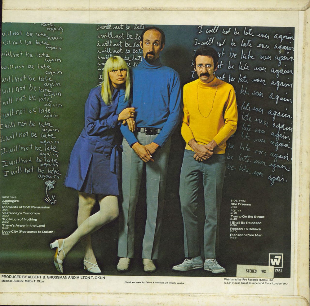 Peter Paul & Mary Late Again UK vinyl LP album (LP record)