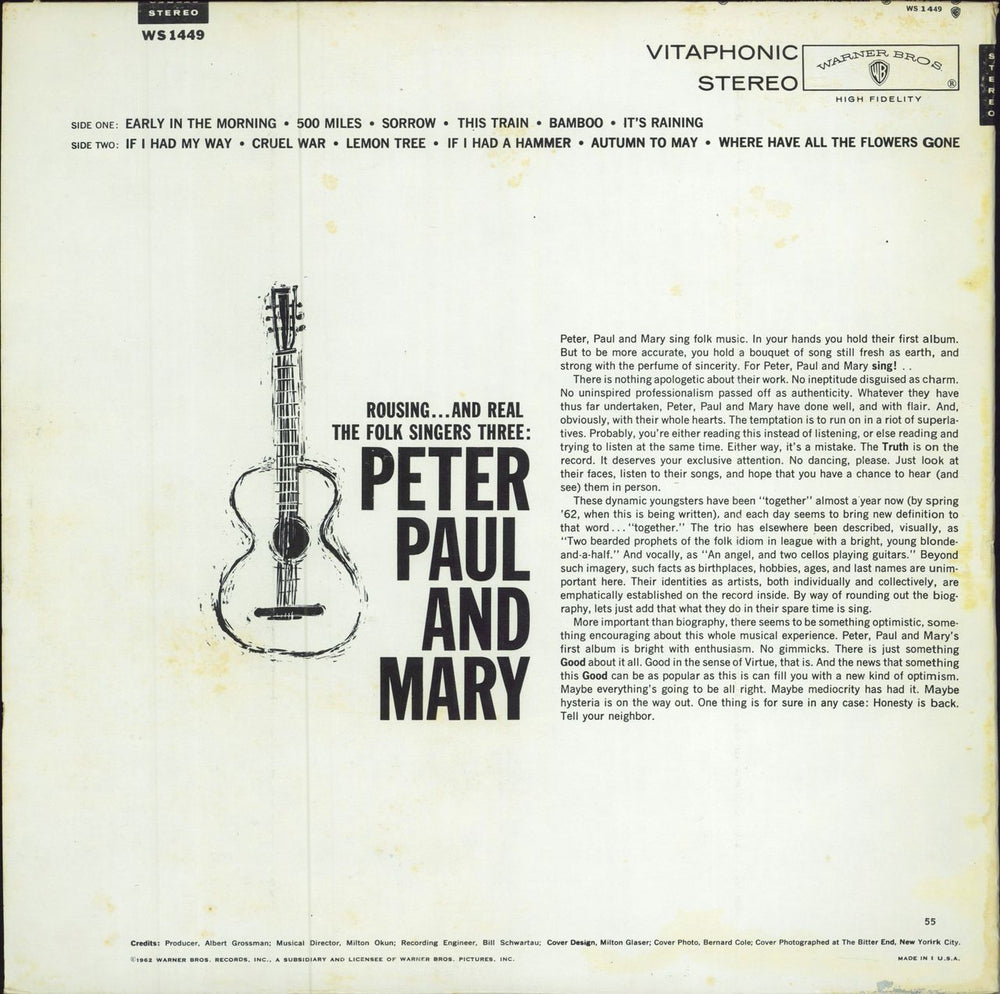 Peter Paul & Mary Peter, Paul And Mary US vinyl LP album (LP record)