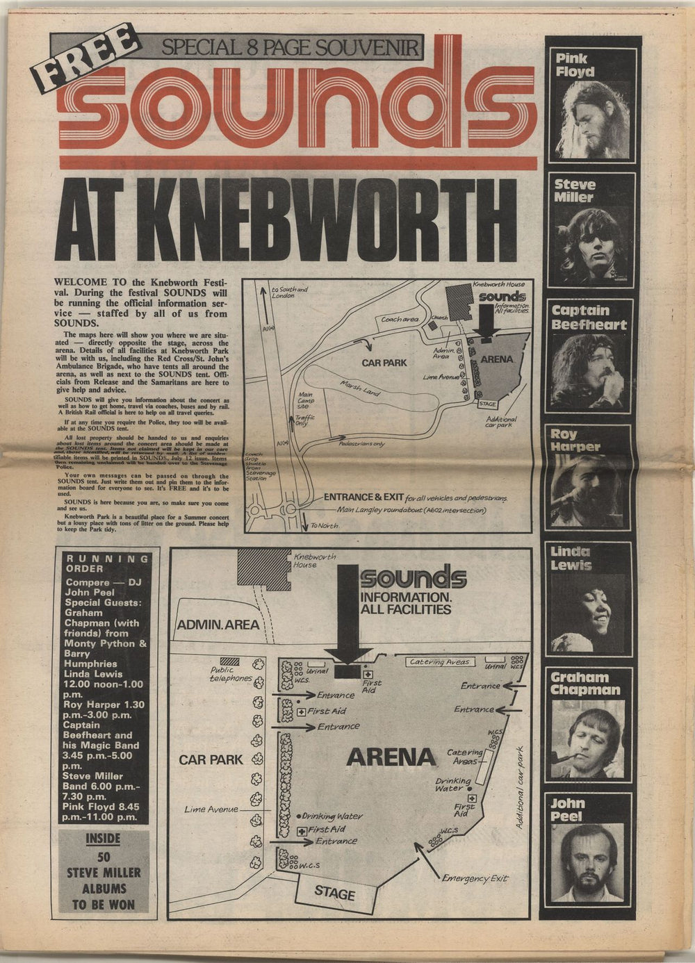 Pink Floyd Knebworth '75 + Newpaper Cutting UK tour programme PINTRKN692292