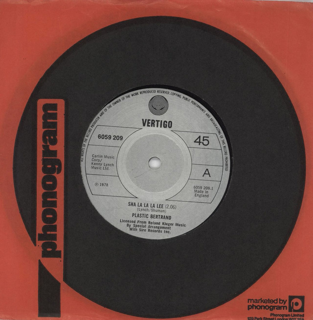 Plastic Bertrand Sha La La La Lee UK 7" vinyl single (7 inch record / 45) 6059209