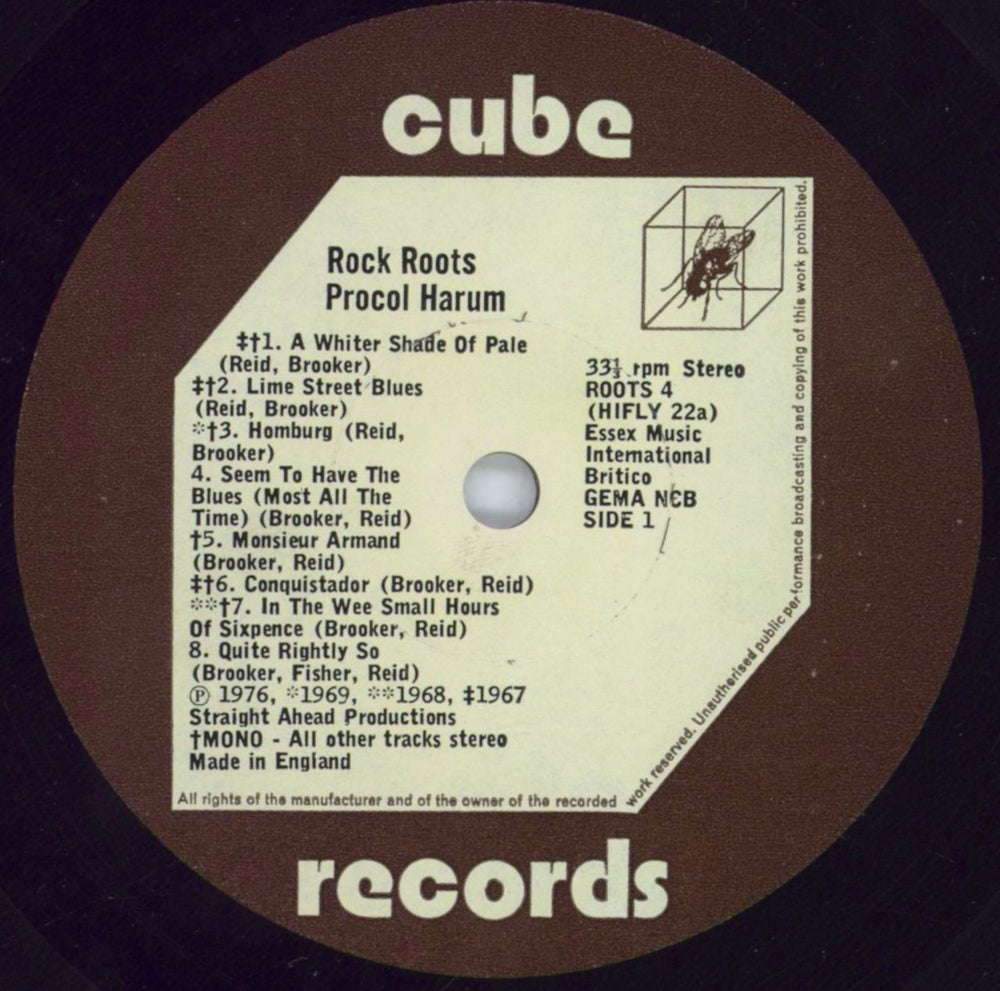Procol Harum Rock Roots UK vinyl LP album (LP record) PRHLPRO132230