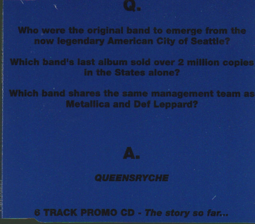 Queensryche The Story So Far... UK Promo CD album (CDLP) CDRYCHE1