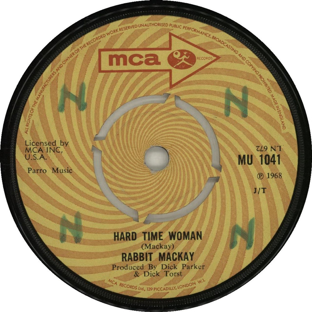 Rabbit Mackay Hard Time Woman UK 7" vinyl single (7 inch record / 45) MU1041