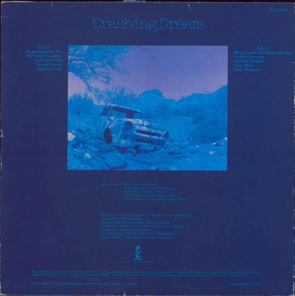 Rain Parade Crashing Dream UK vinyl LP album (LP record)