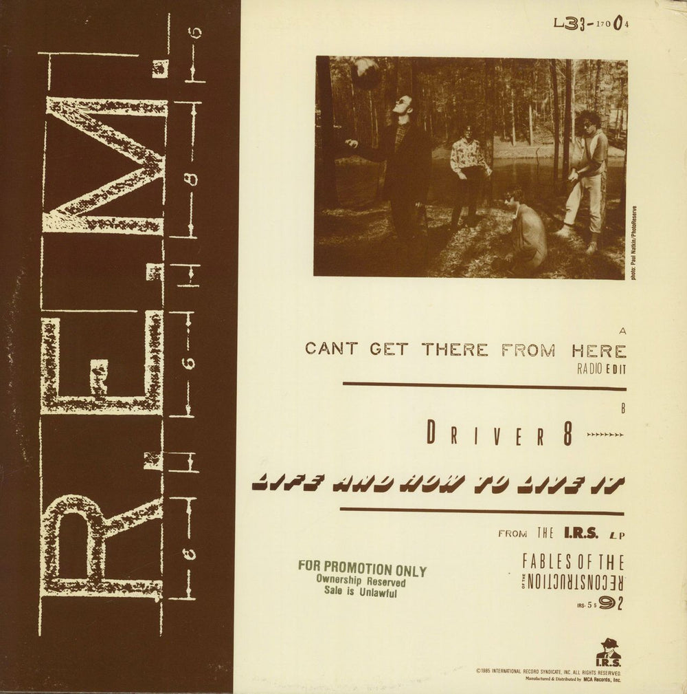 REM Can't Get There From Here US Promo 12" vinyl single (12 inch record / Maxi-single)