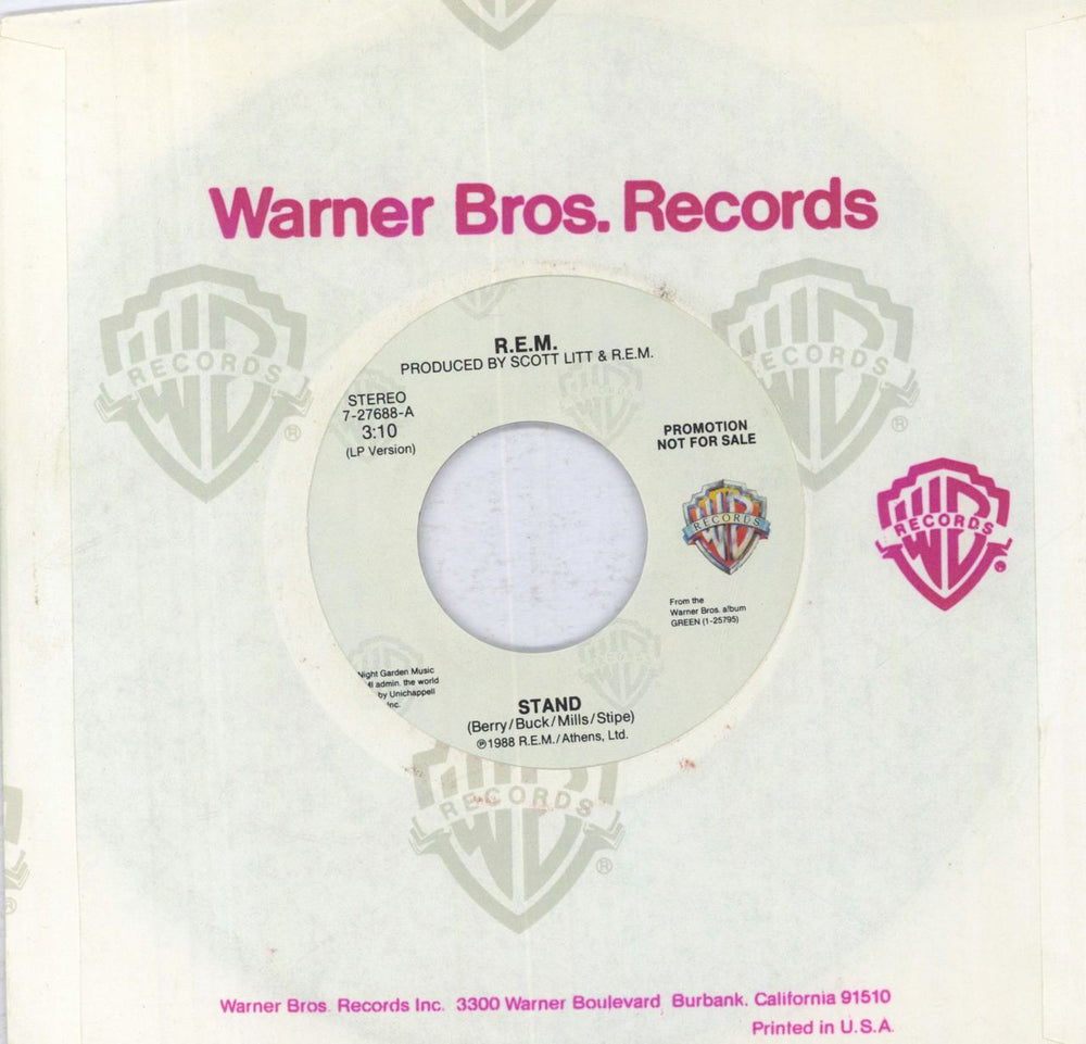 REM Stand US Promo 7" vinyl single (7 inch record / 45)