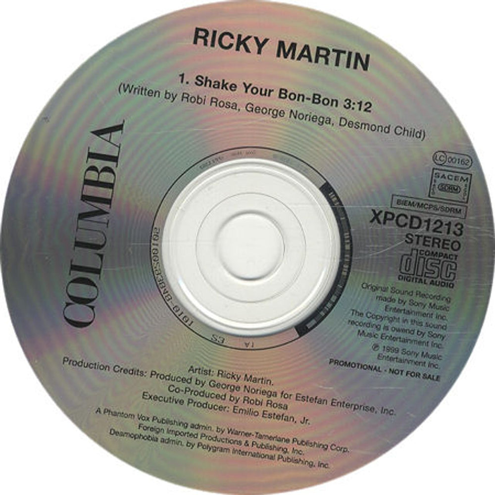 Ricky Martin Shake Your Bon Bon UK Promo CD single (CD5 / 5") XPCD1213