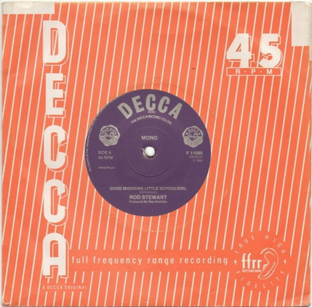 Rod Stewart Good Morning Little Schoolgirl - 1982 Reissue - Sold Centre UK 7" vinyl single (7 inch record / 45) F11996