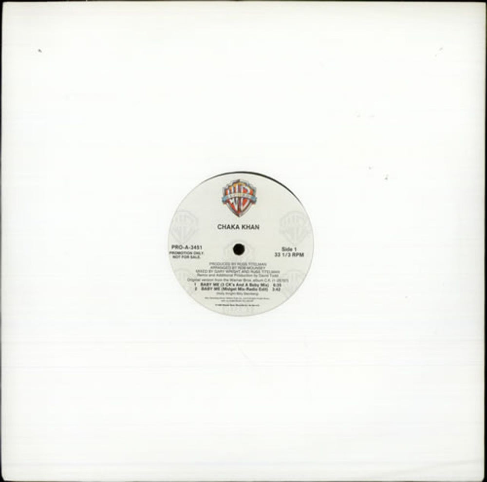 Rufus & Chaka Khan Baby Me US Promo 12" vinyl single (12 inch record / Maxi-single) PRO-A-3451