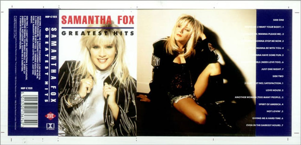 Samantha Fox Greatest Hits - Cassette UK artwork PROOF ARTWORK