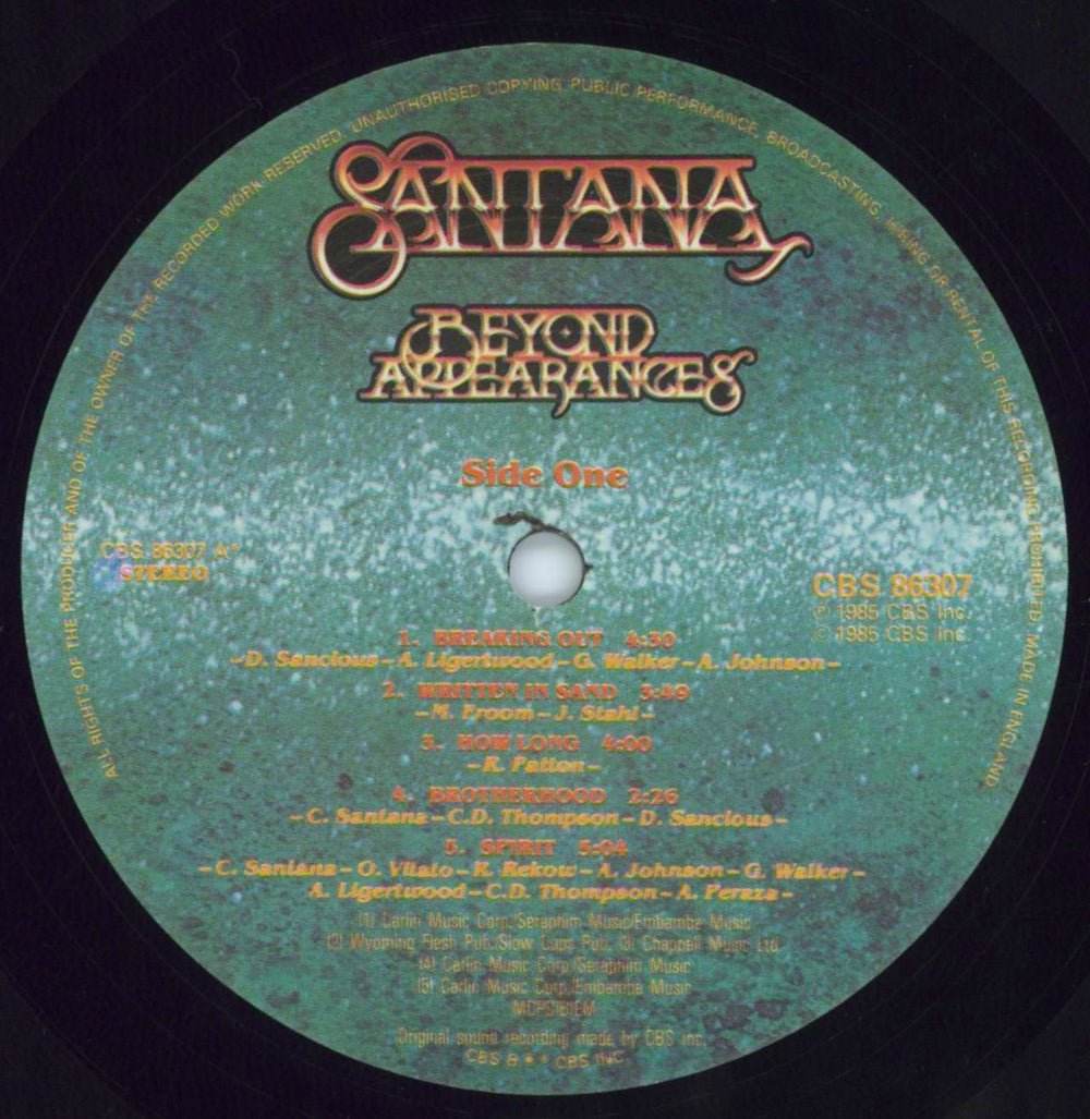 Santana Beyond Appearances UK vinyl LP album (LP record) SNTLPBE314023