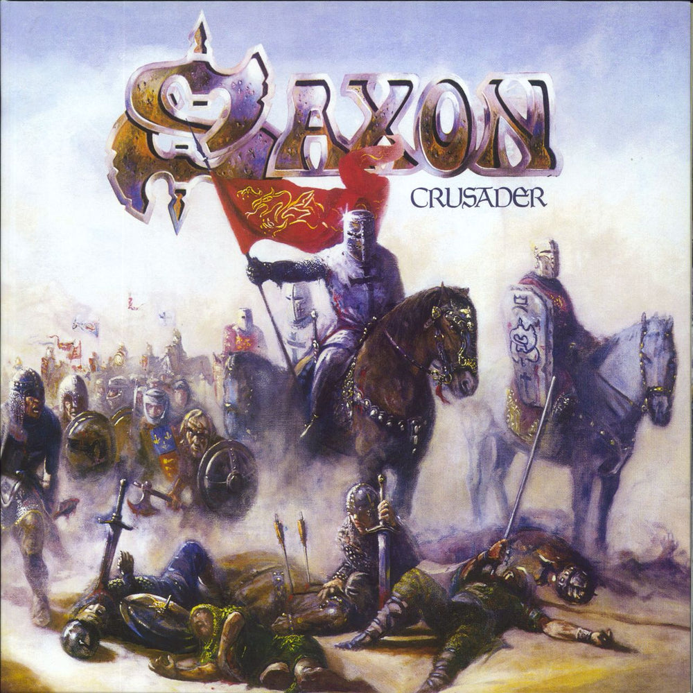 Saxon Crusader - White, Blue & Black Splatter Vinyl UK vinyl LP album (LP record) BMGCAT184LP