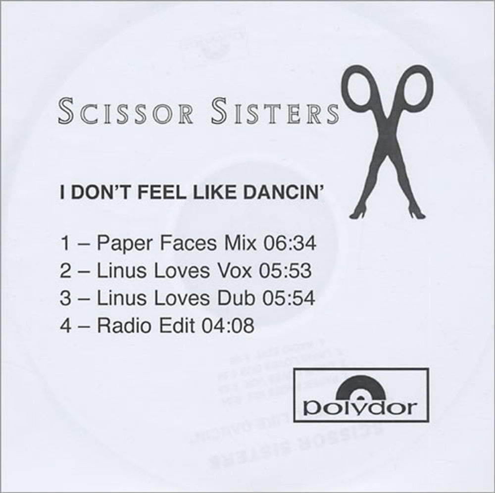 Scissor Sisters I Don't Feel Like Dancin' UK Promo CD-R acetate CD-R ACETATE