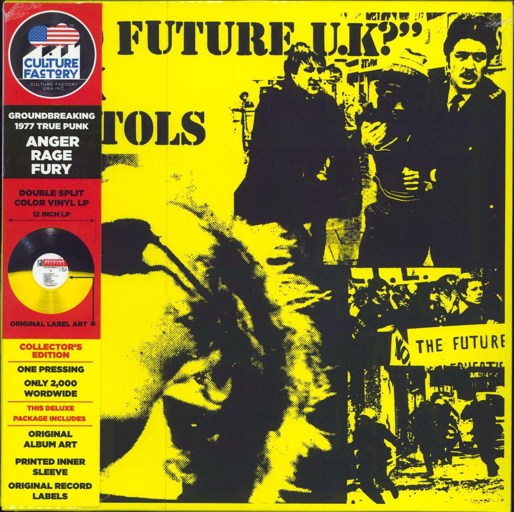 Sex Pistols "No Future U.K?" - Yellow & Black Vinyl - Sealed US vinyl LP album (LP record) CFU01215 / RRLP117