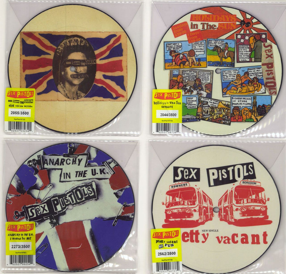 Sex Pistols Set of Four 7" Picture Discs UK 7" vinyl picture disc (7 inch picture disc single) SEXPISS1976(1-4)