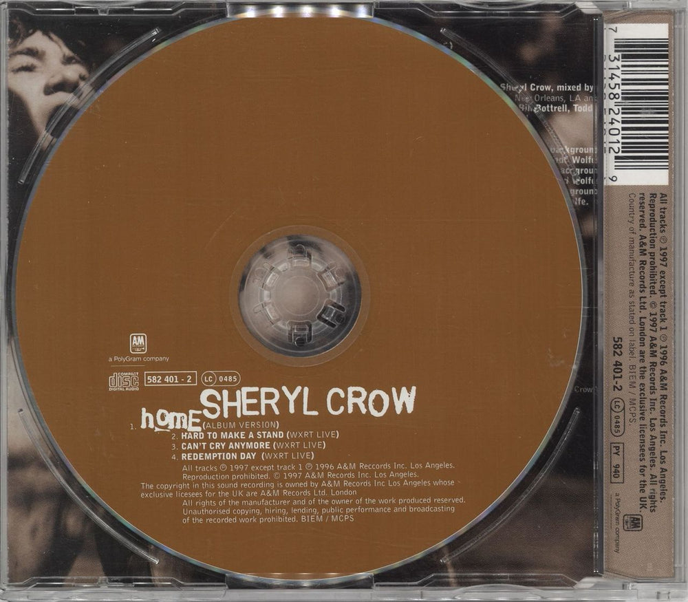 Sheryl Crow Home UK CD single (CD5 / 5") 731458240129