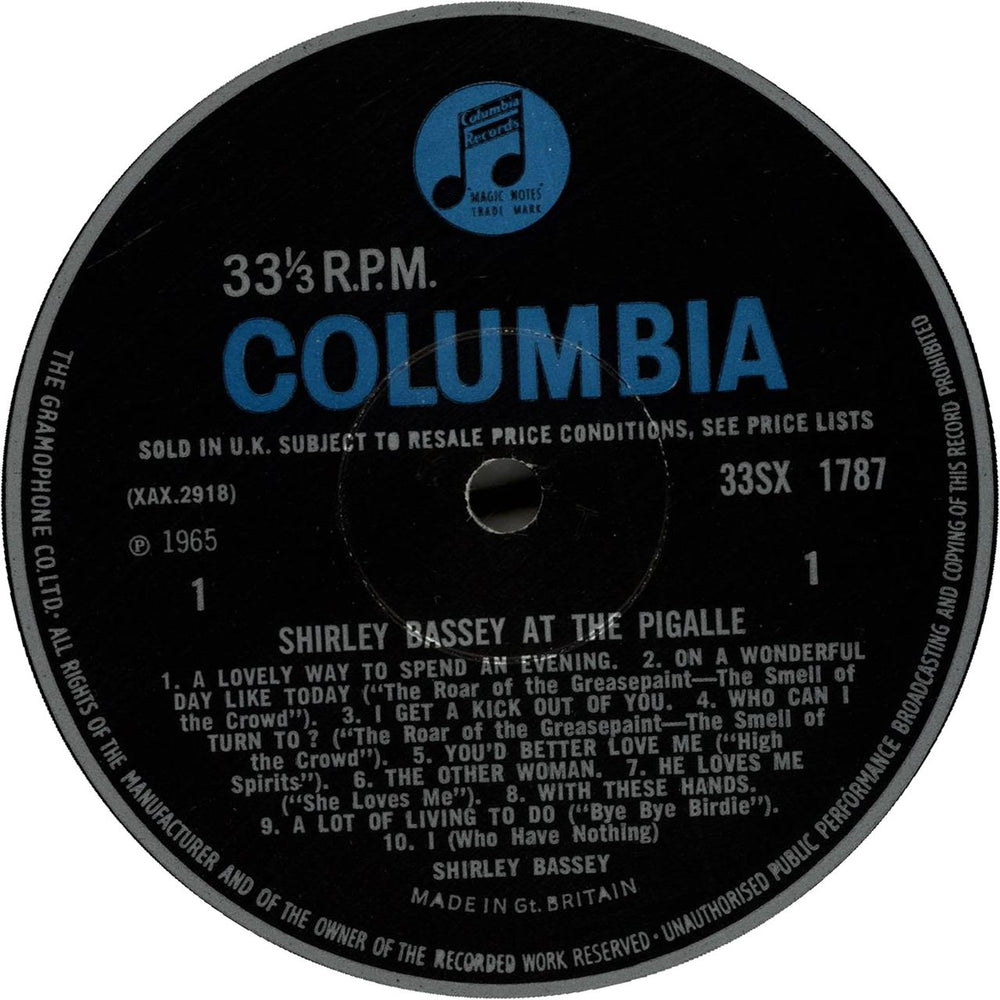 Shirley Bassey At The Pigalle UK vinyl LP album (LP record) SHBLPAT459307