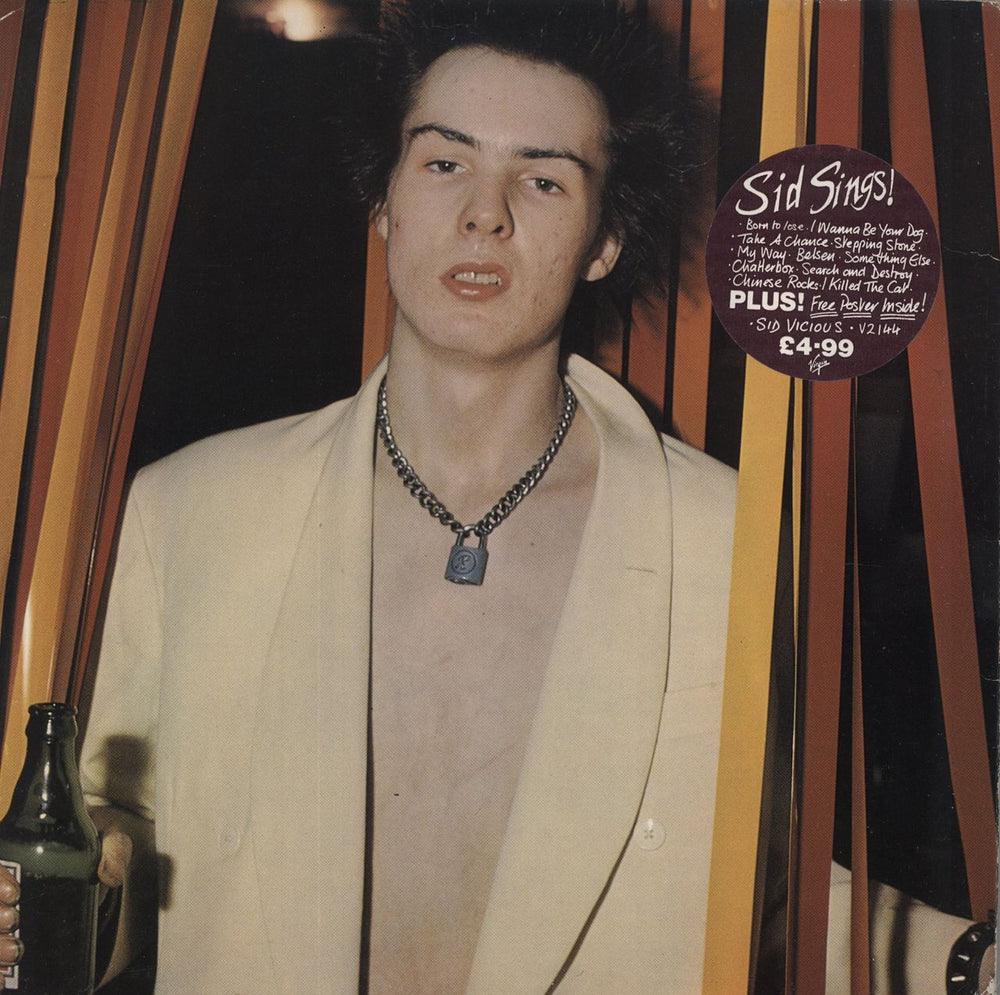 Sid Vicious Sid Sings + 1st issue Drink Poster UK vinyl LP album (LP record) V2144