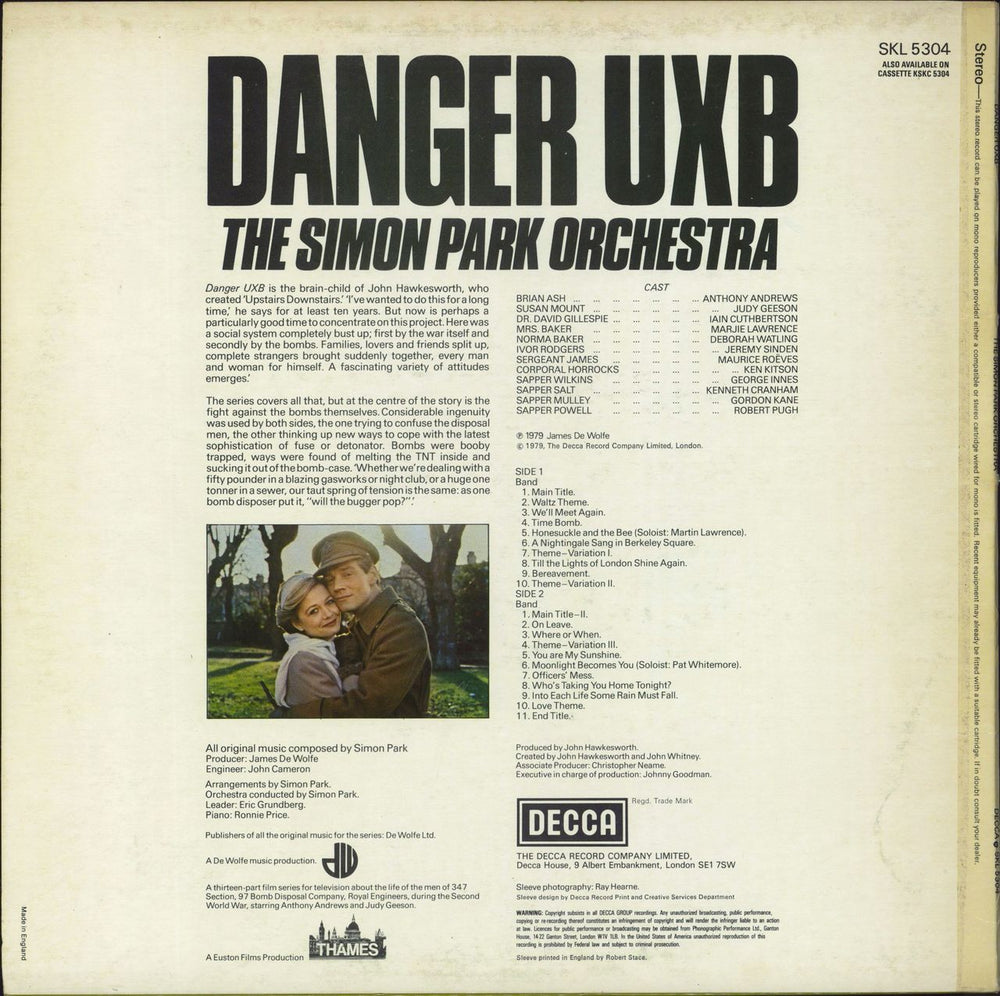 Simon Park Danger UXB UK vinyl LP album (LP record)