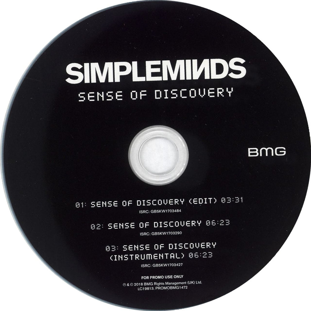 Simple Minds Sense Of Discovery UK Promo CD-R acetate SIMCRSE709528