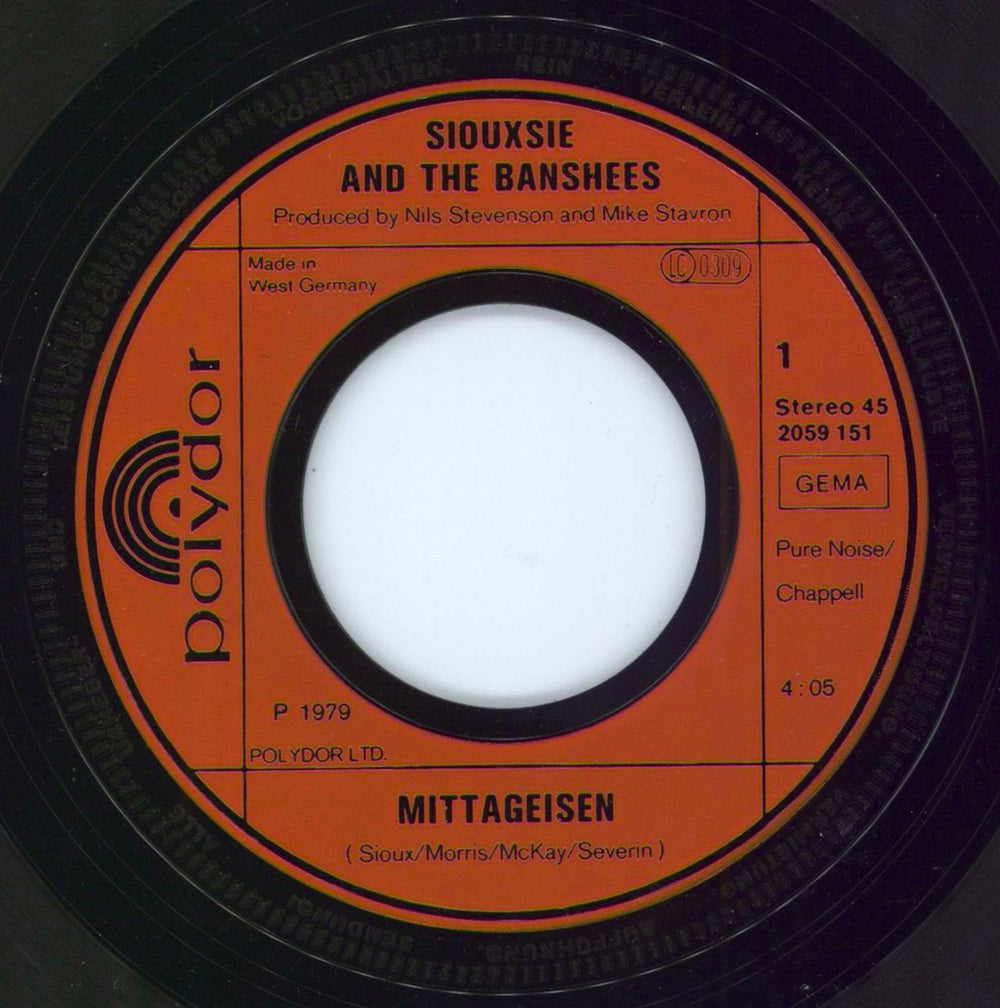 Siouxsie & The Banshees Mittageisen German 7" vinyl single (7 inch record / 45) SIO07MI794394