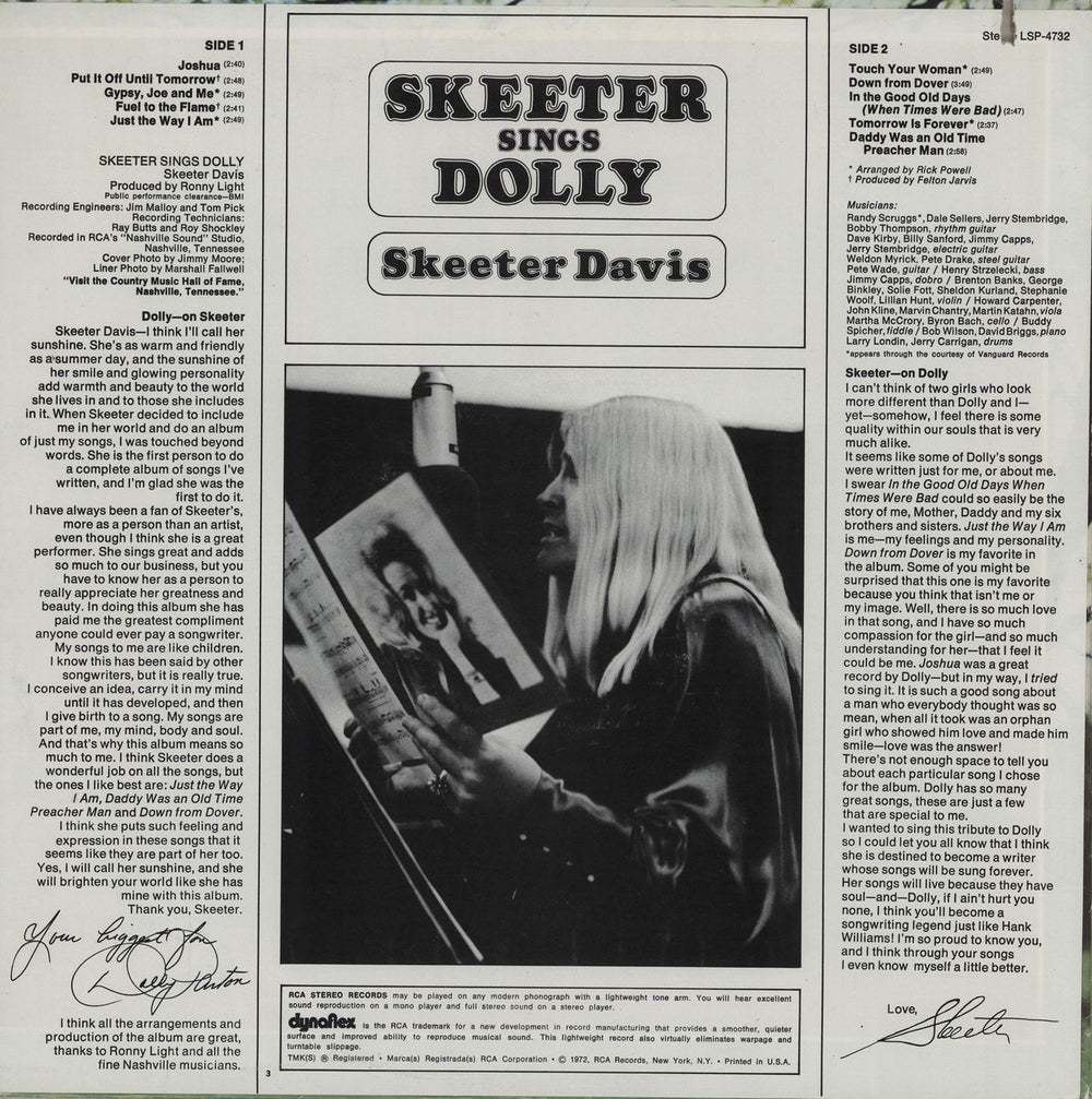 Skeeter Davis Skeeter Sings Dolly US vinyl LP album (LP record)