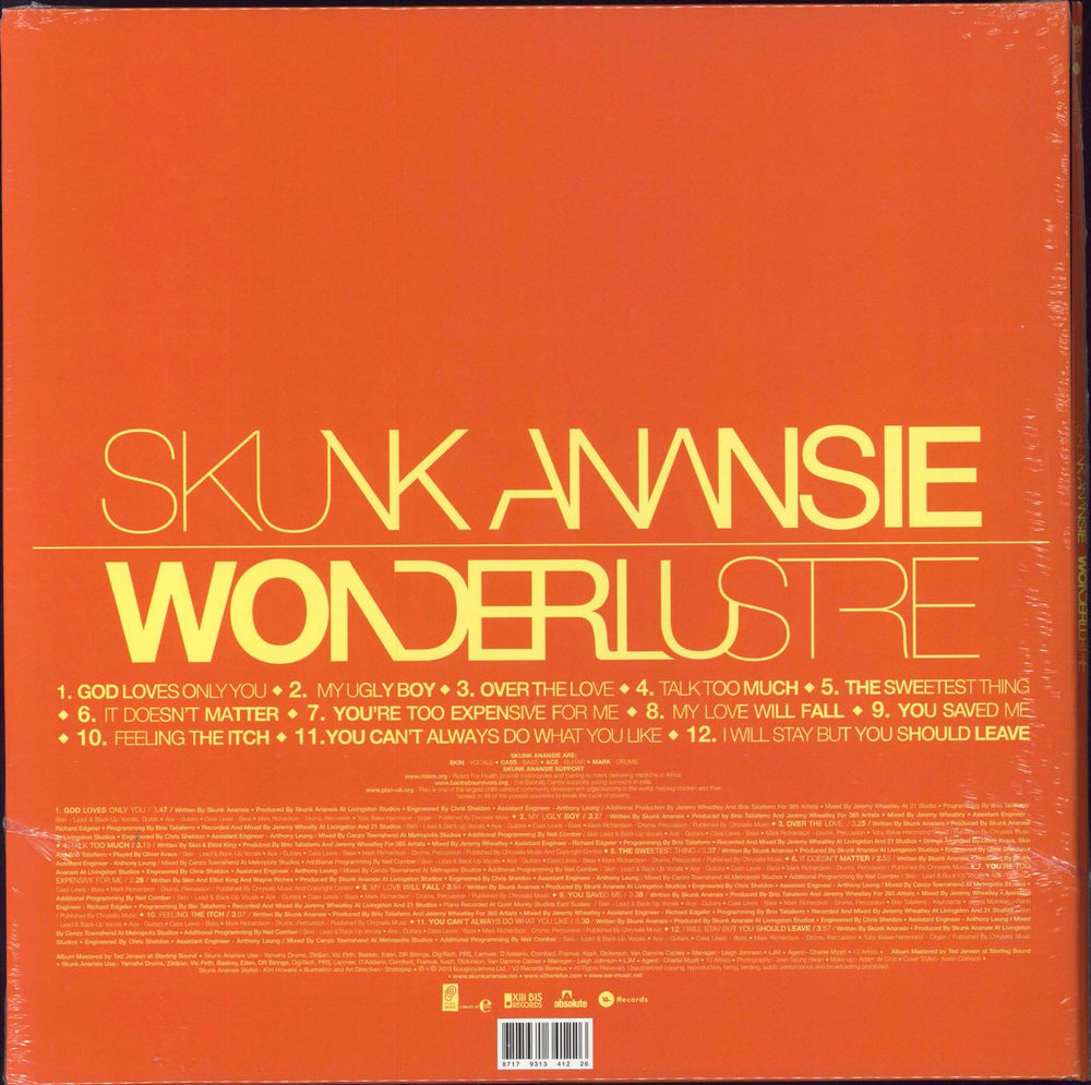 Skunk Anansie Wonderlustre - Orange Vinyl - Sealed UK 2-LP vinyl record set (Double LP Album)