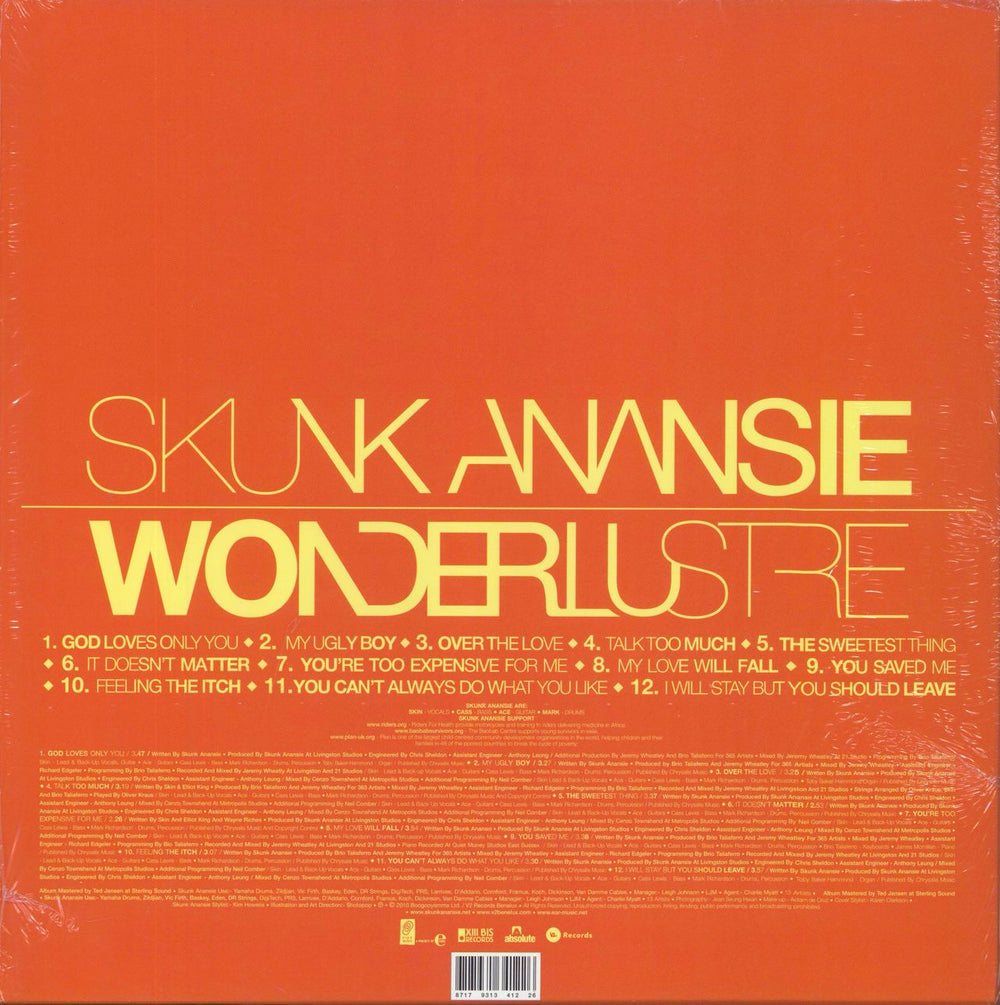 Skunk Anansie Wonderlustre - Orange Vinyl UK 2-LP vinyl record set (Double LP Album) 8717931341226