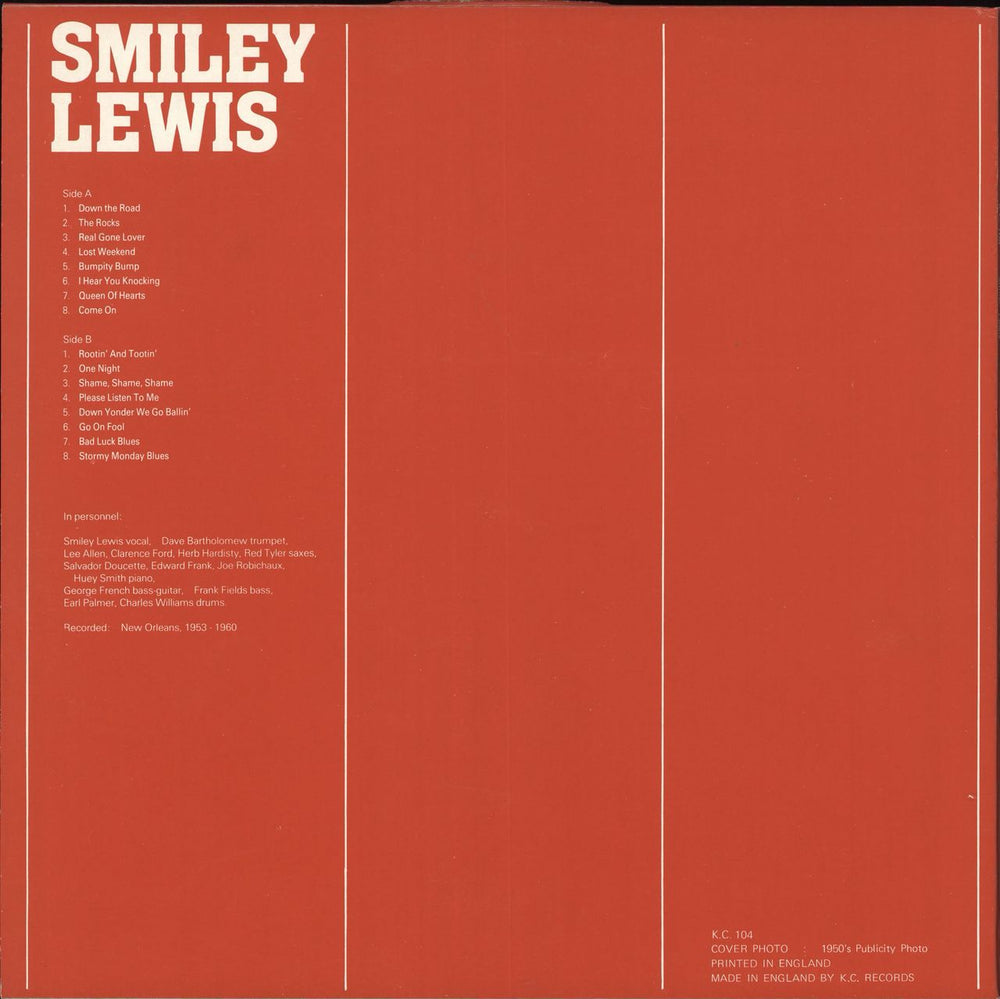 Smiley Lewis Down Yonder UK vinyl LP album (LP record)